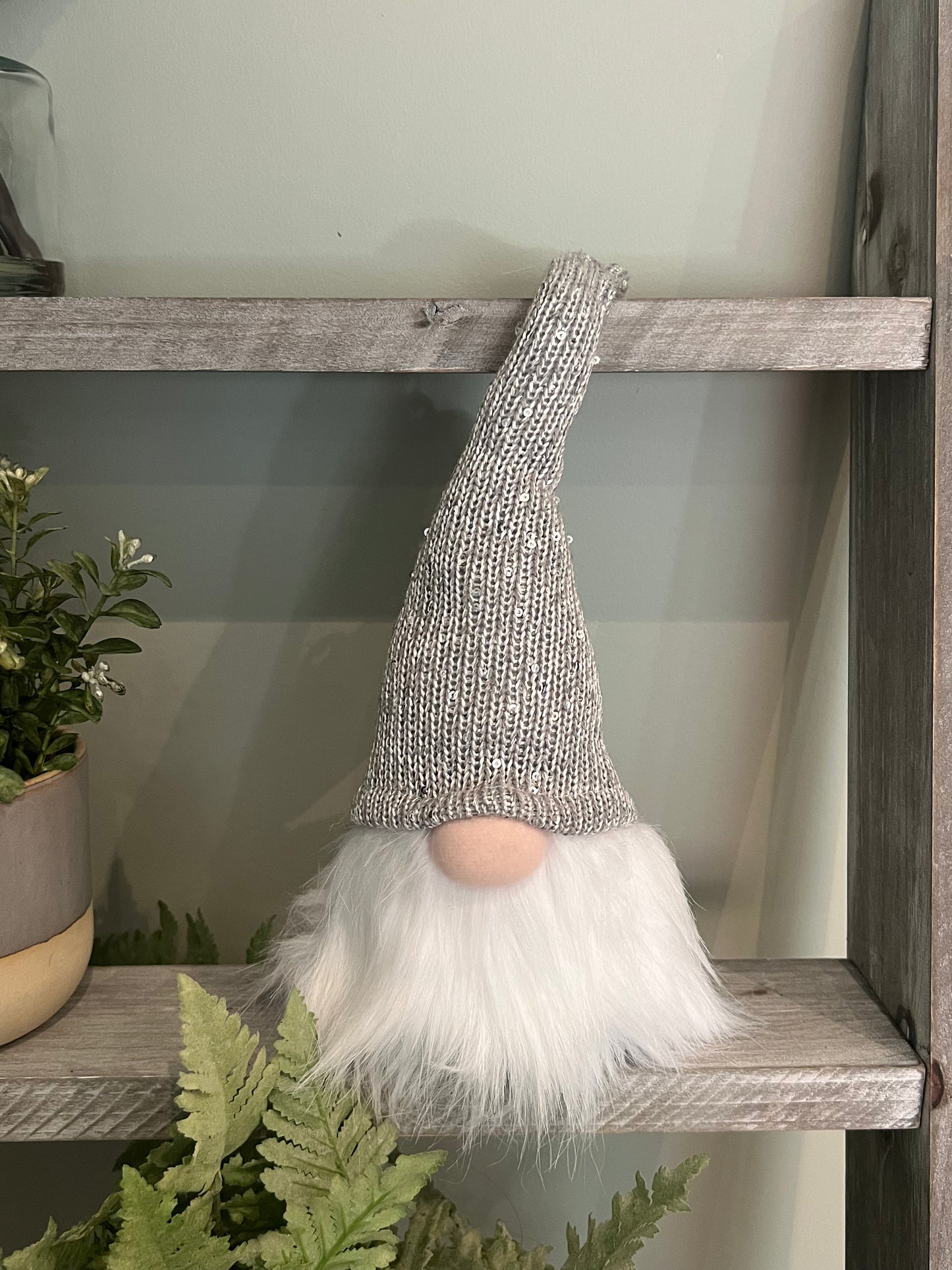Plush Grey Holiday Gnome