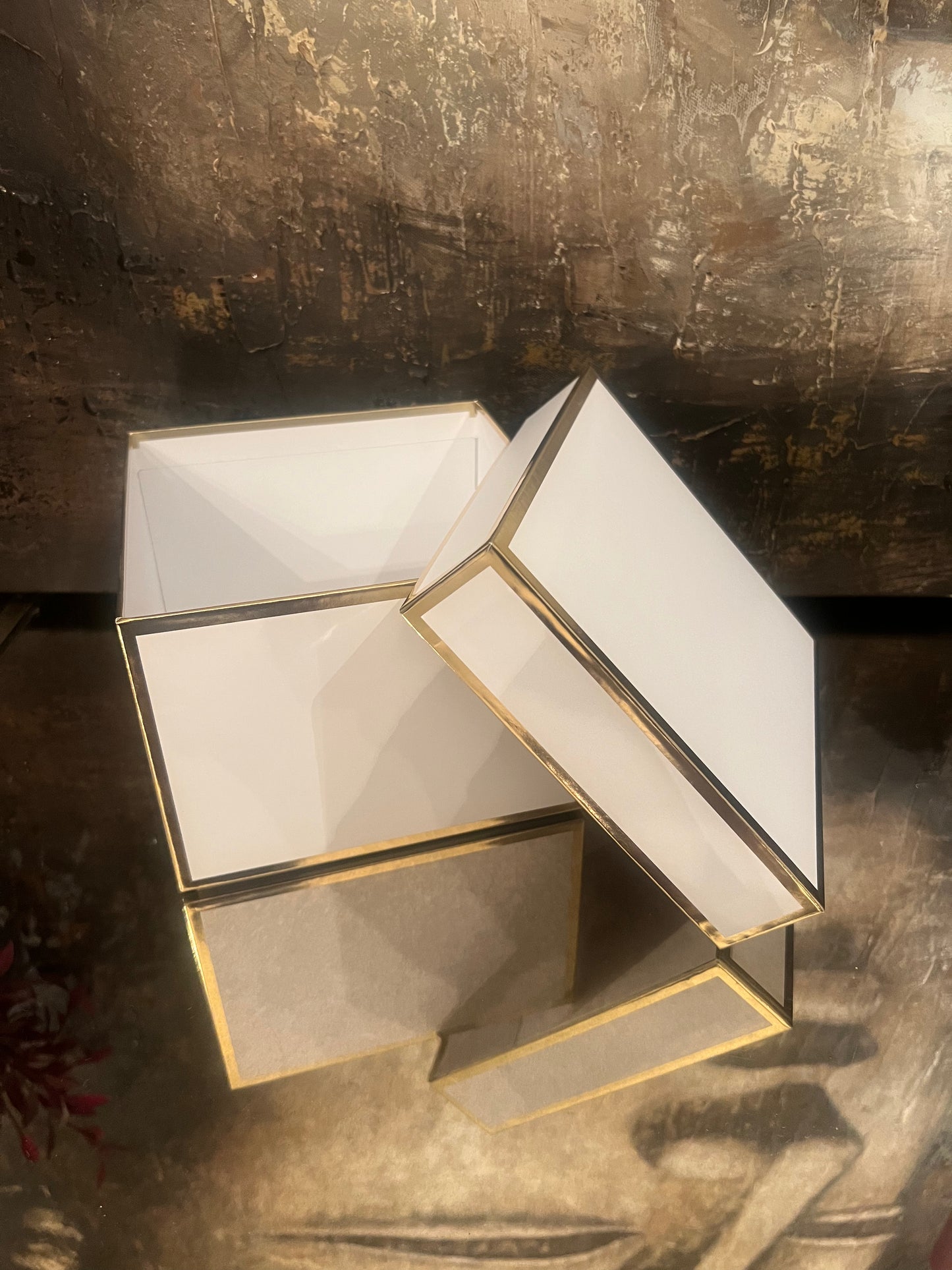 White Gift Box with Gold Edges - Medium