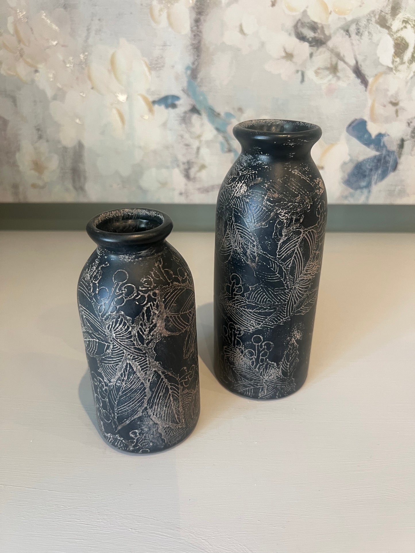 Black Ceramic Vase - Set of 2