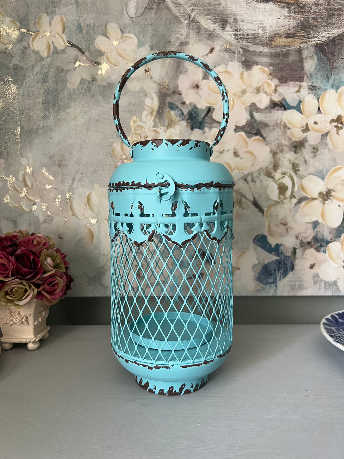 Antique Blue Metal Lantern