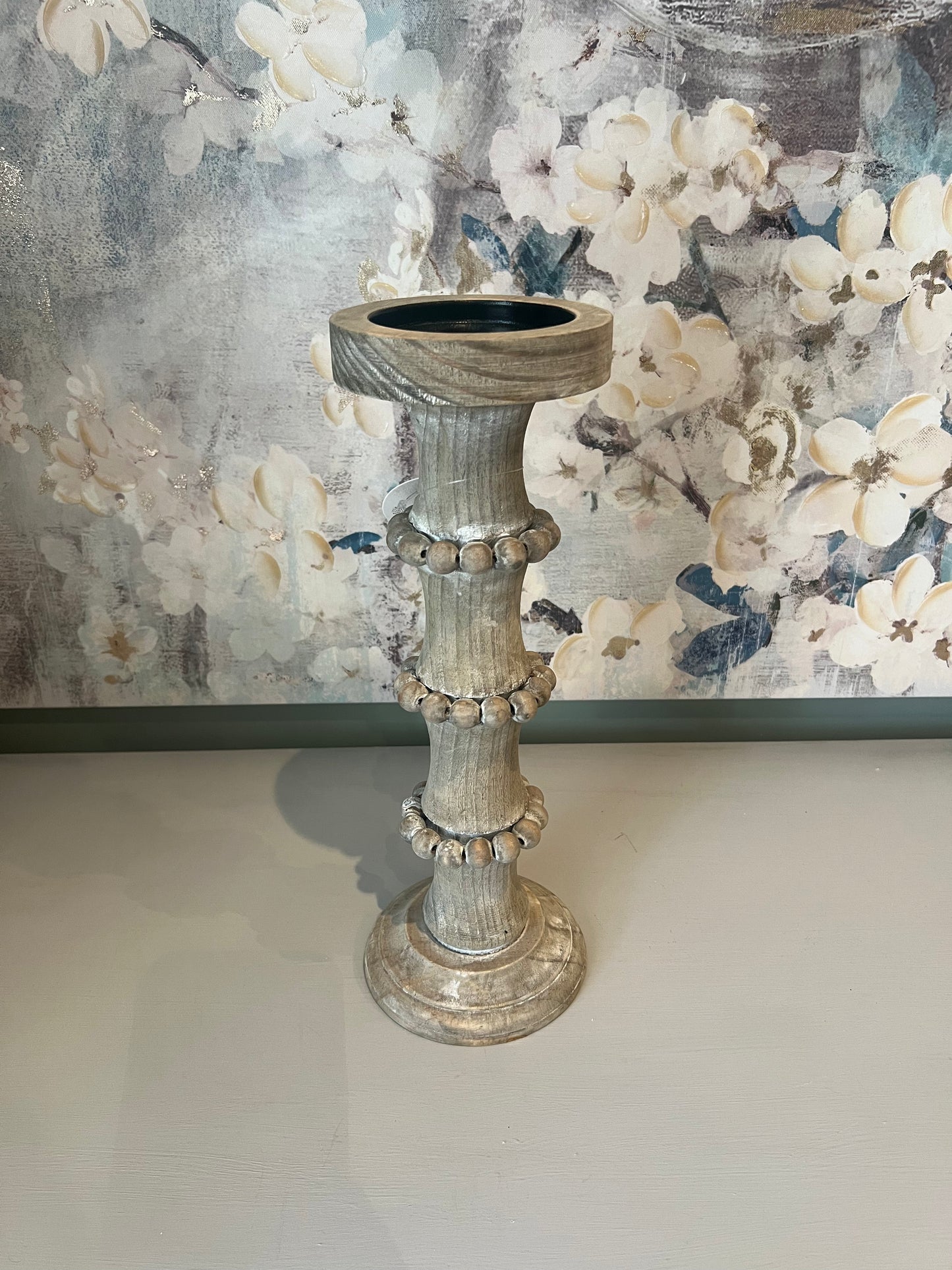 Wooden Column Candle Holder Natural - Large