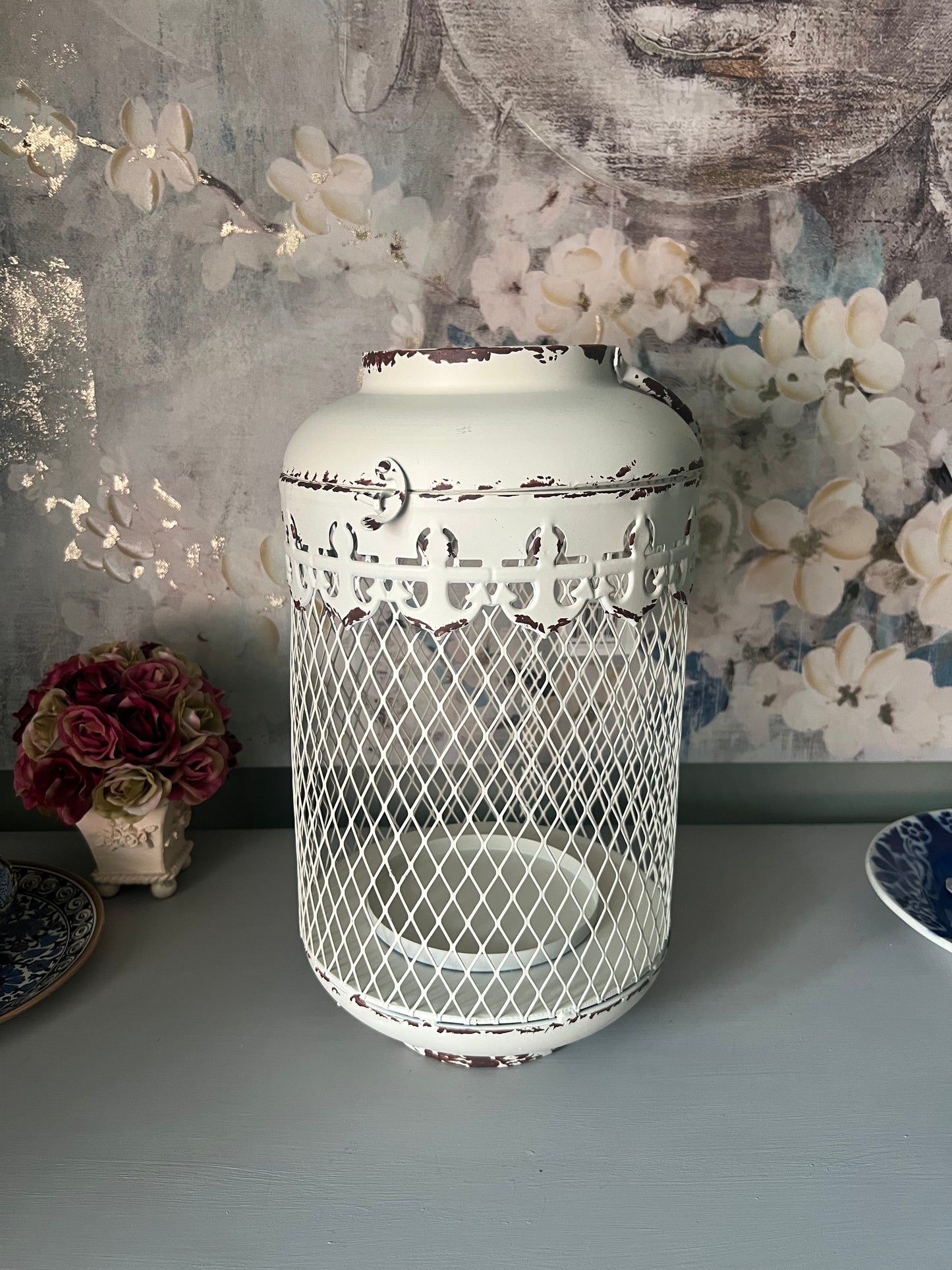 Antique White Metal Lantern