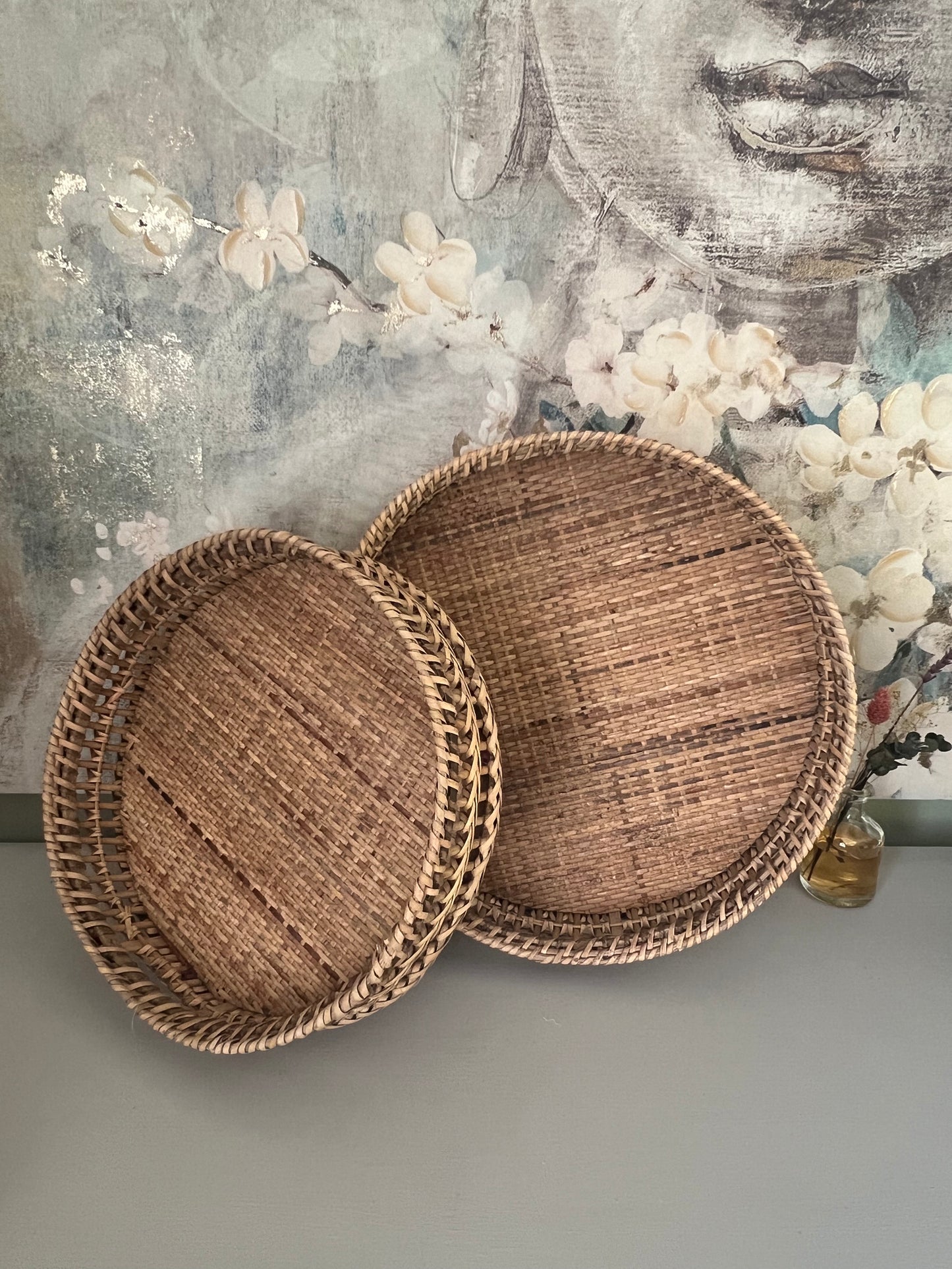 Round Rattan Trays - Set of 2