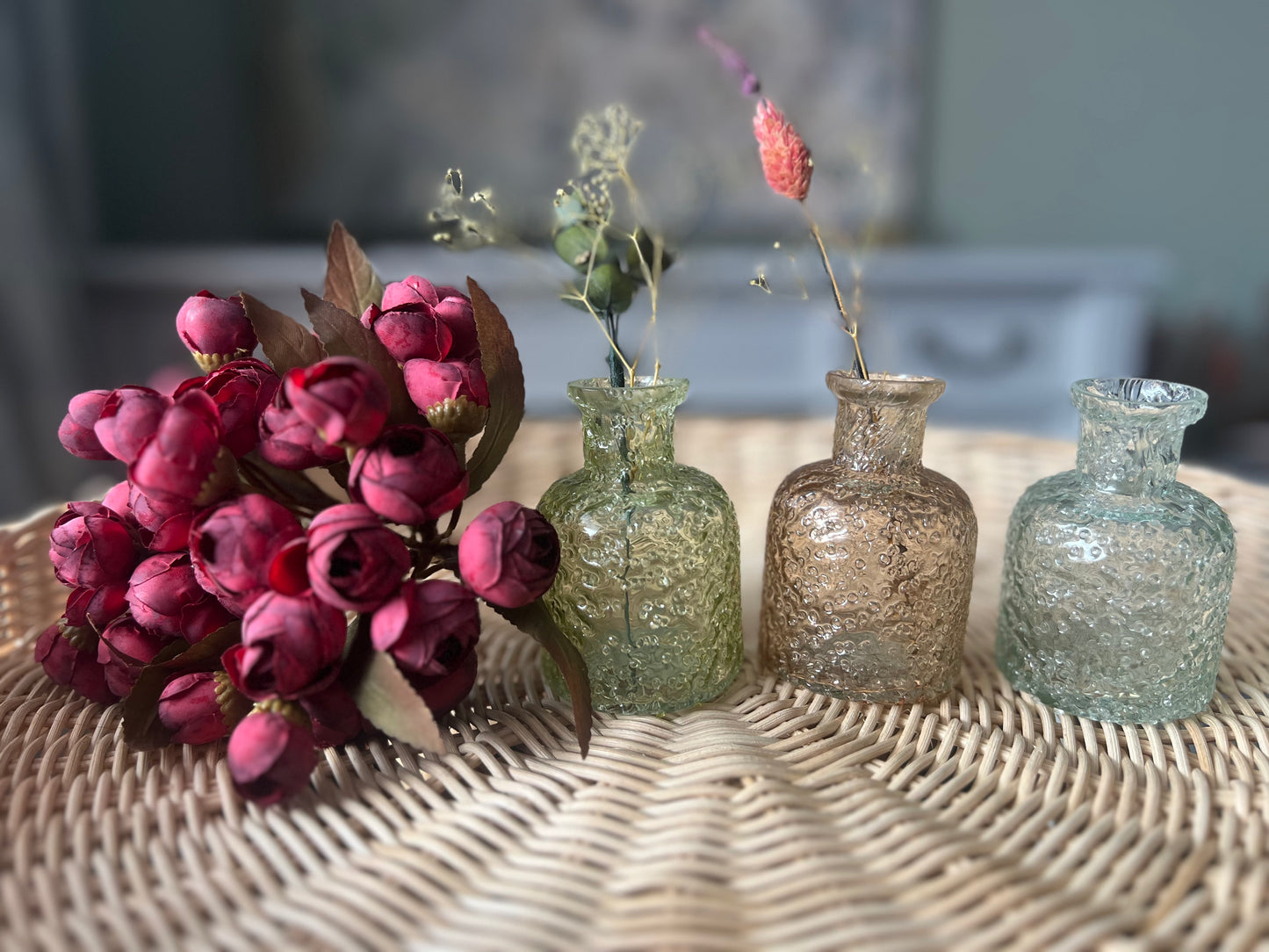 Textured Glass Vase - Beige