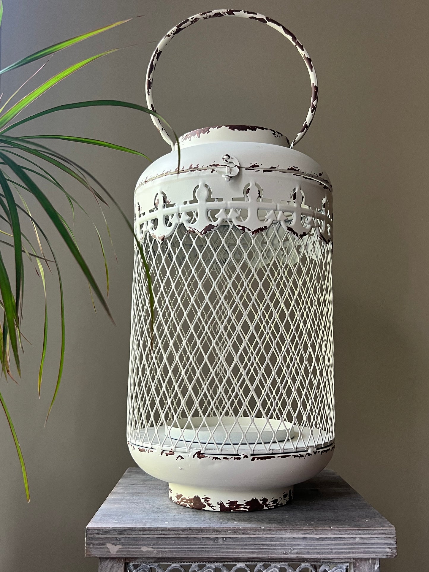 Antique White Metal Lantern