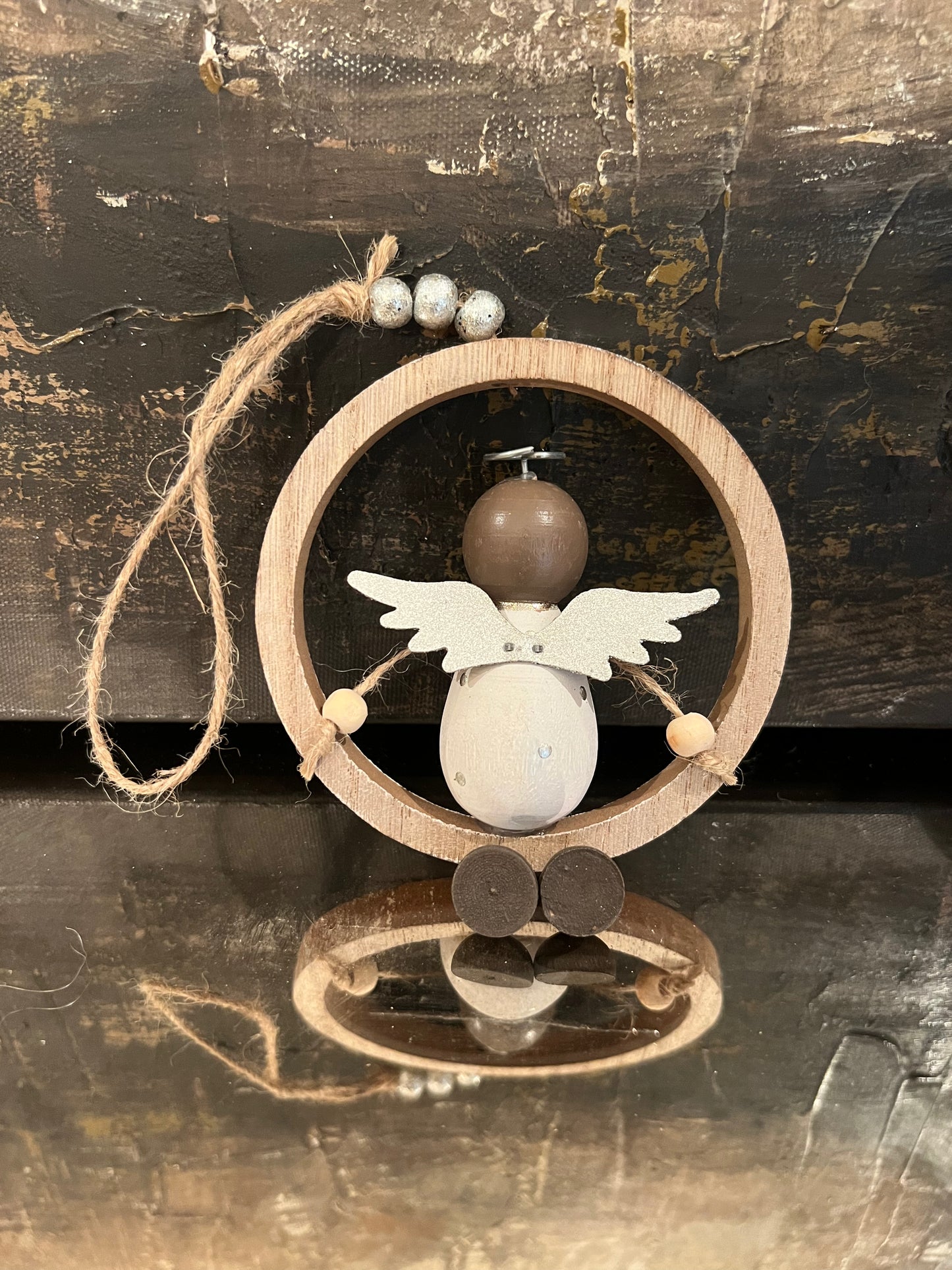 Wooden Christmas Ring Hangers - Angel