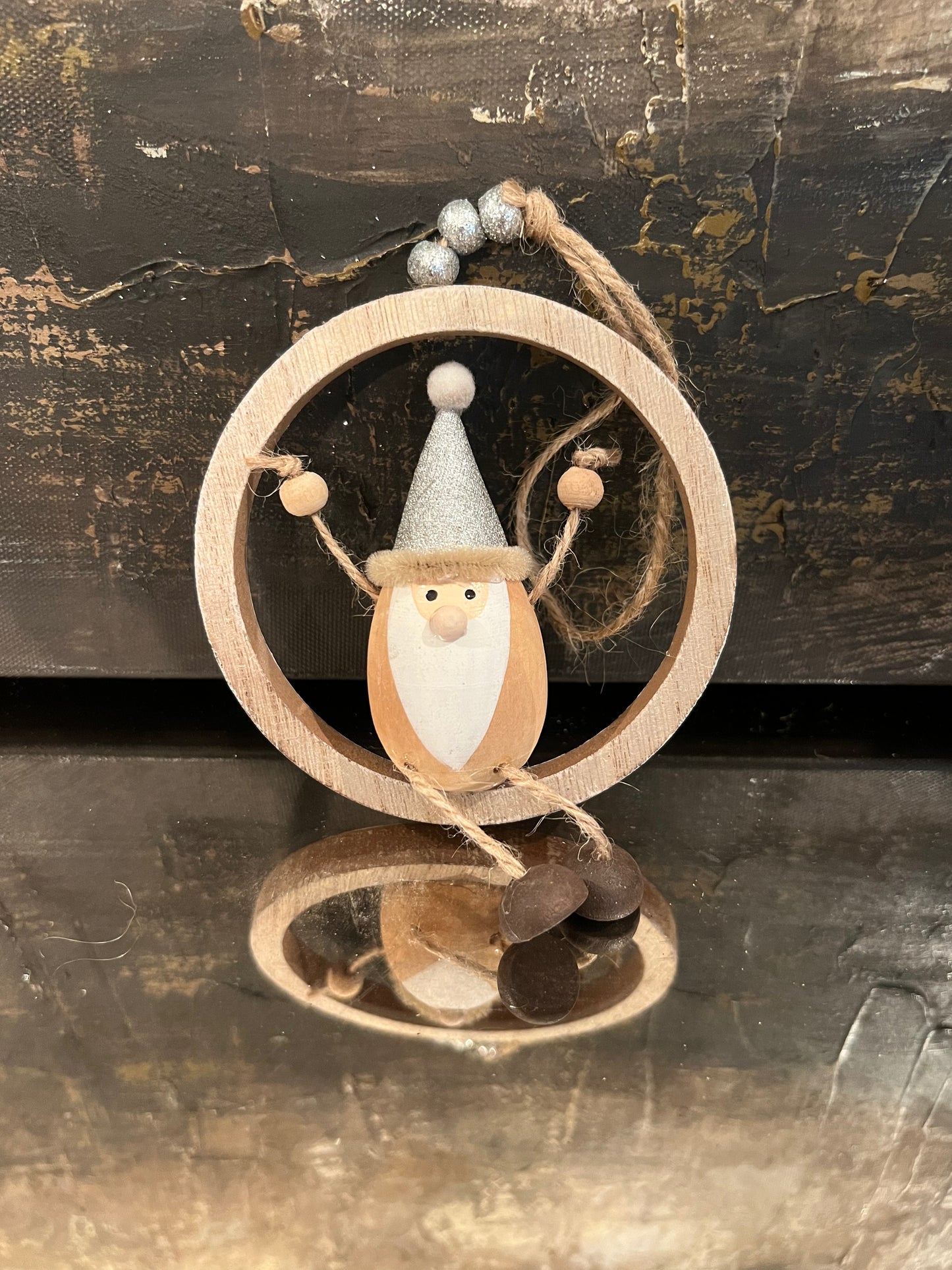 Wooden Christmas Ring Hangers - Santa