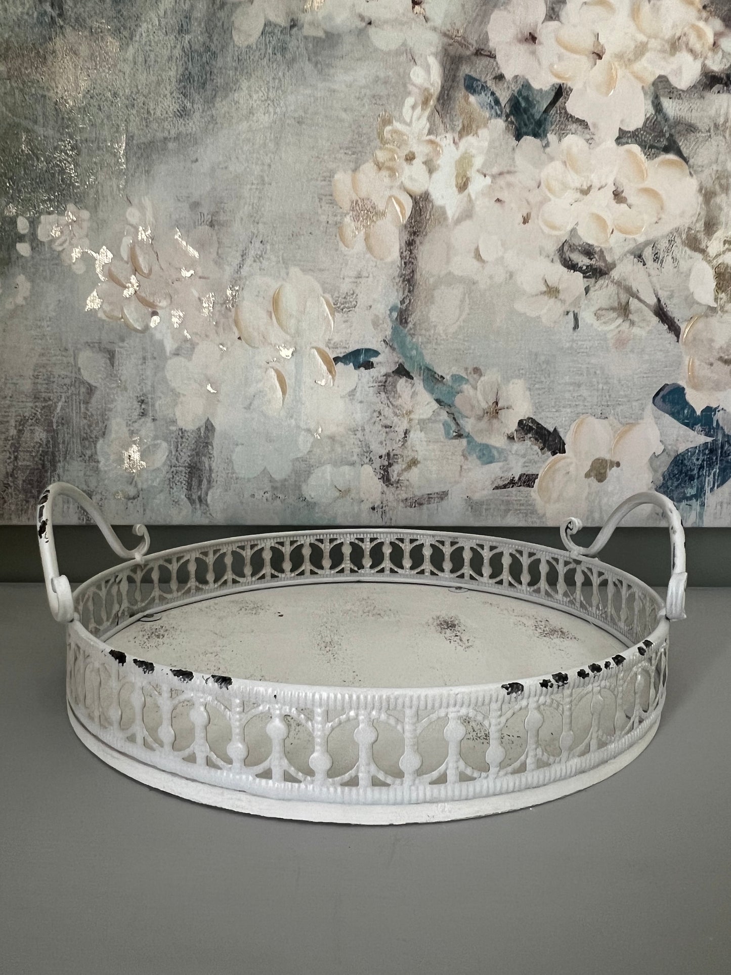 Round Antique Trays with Handles - Set of 2