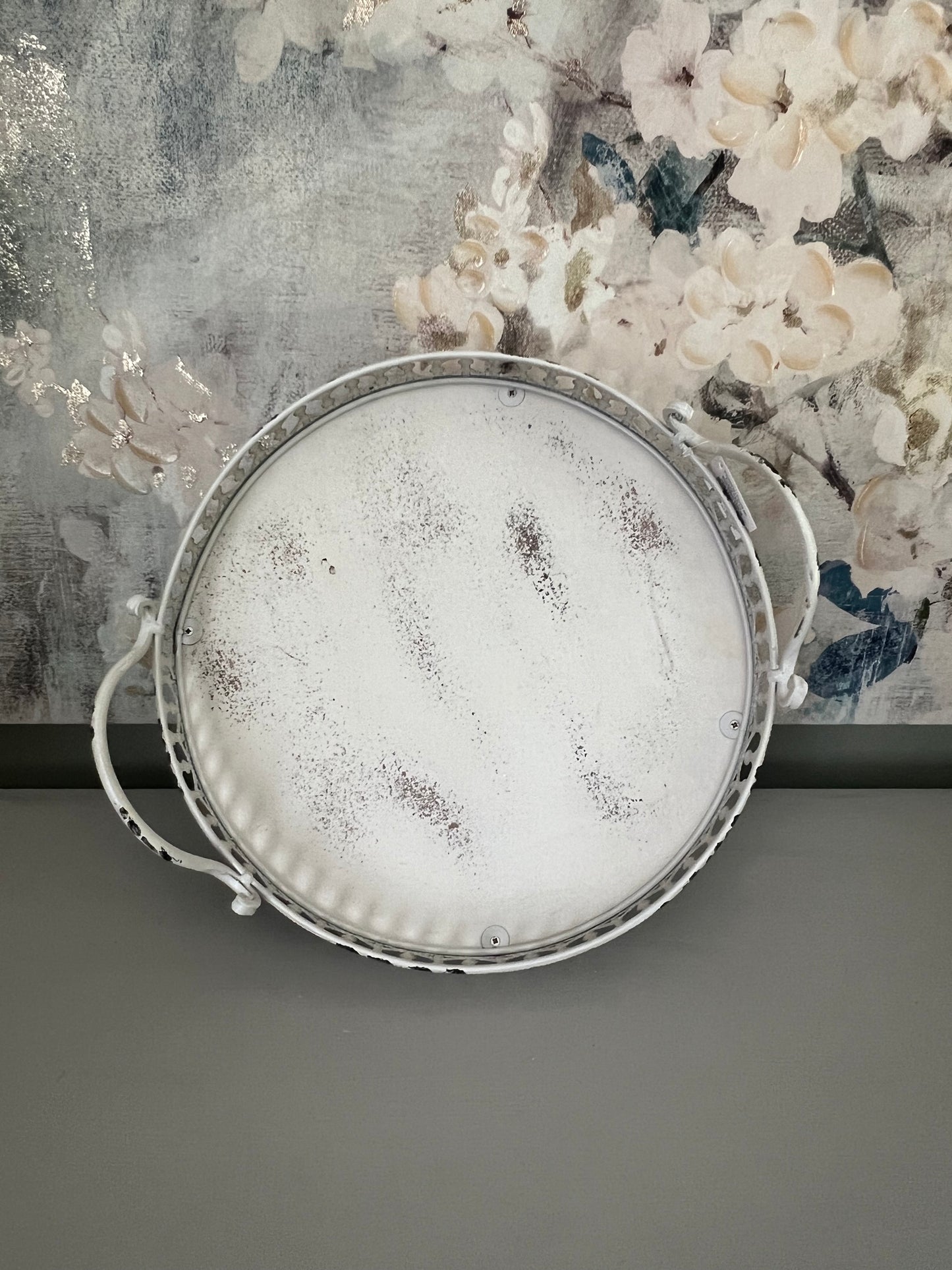 Round Antique Trays with Handles - Set of 2