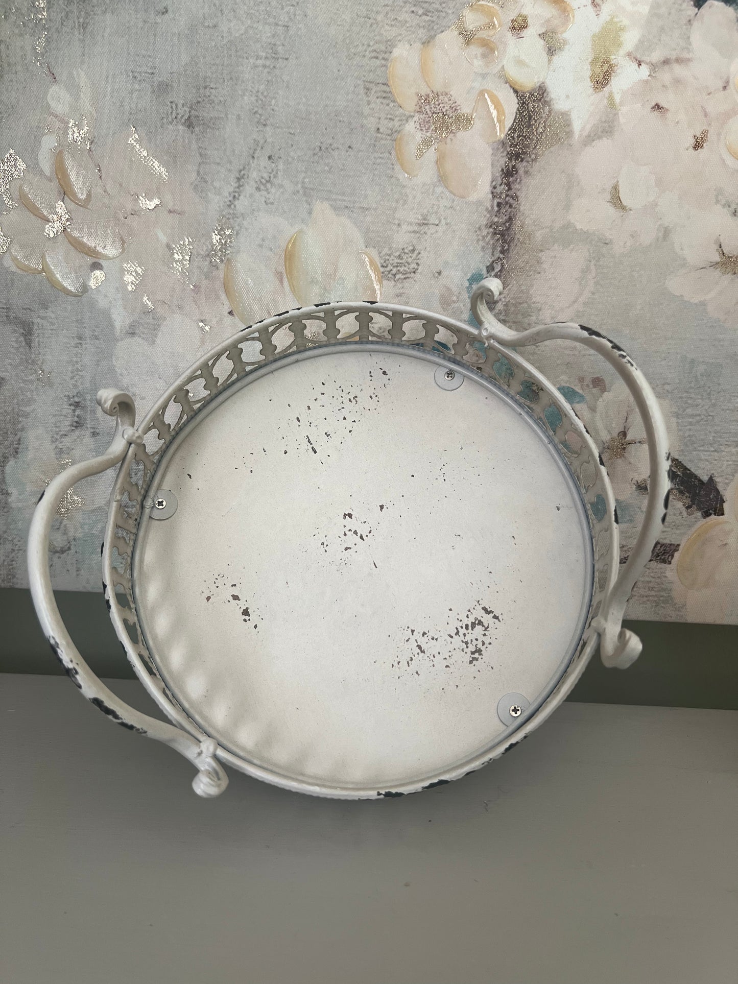 Round Antique Trays with Handles - Set of 2