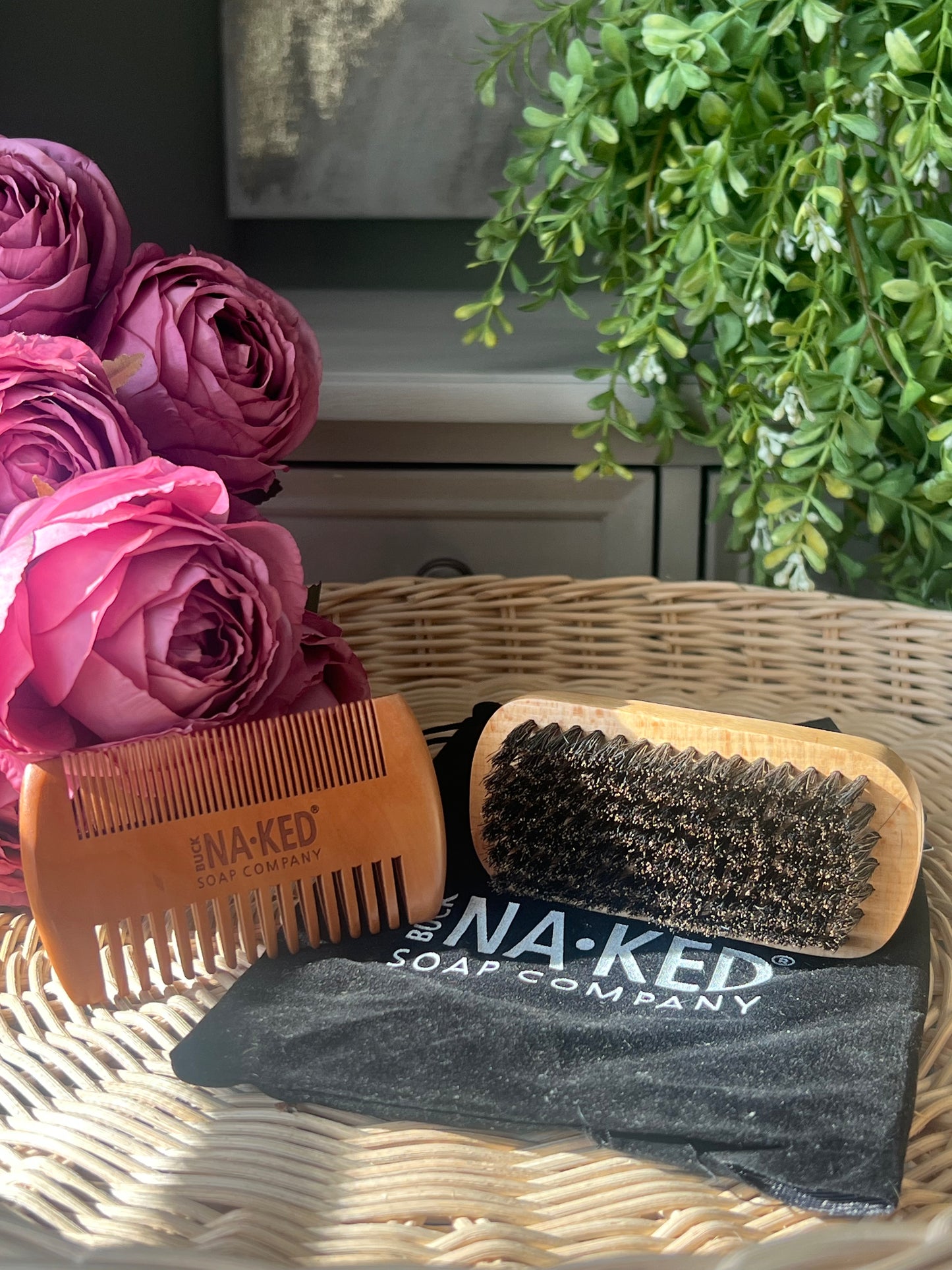 Bamboo Beard Brush + Comb Set