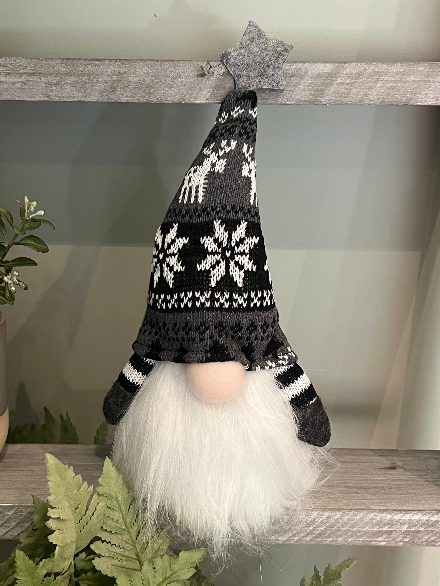 Plush Black & Grey Holiday Gnome - Lighted