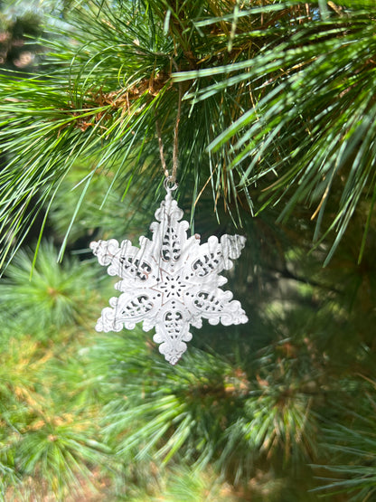 Metal White Snowflake Ornament