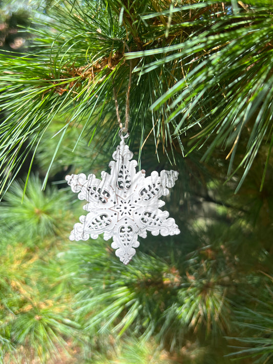 Metal White Snowflake Ornament