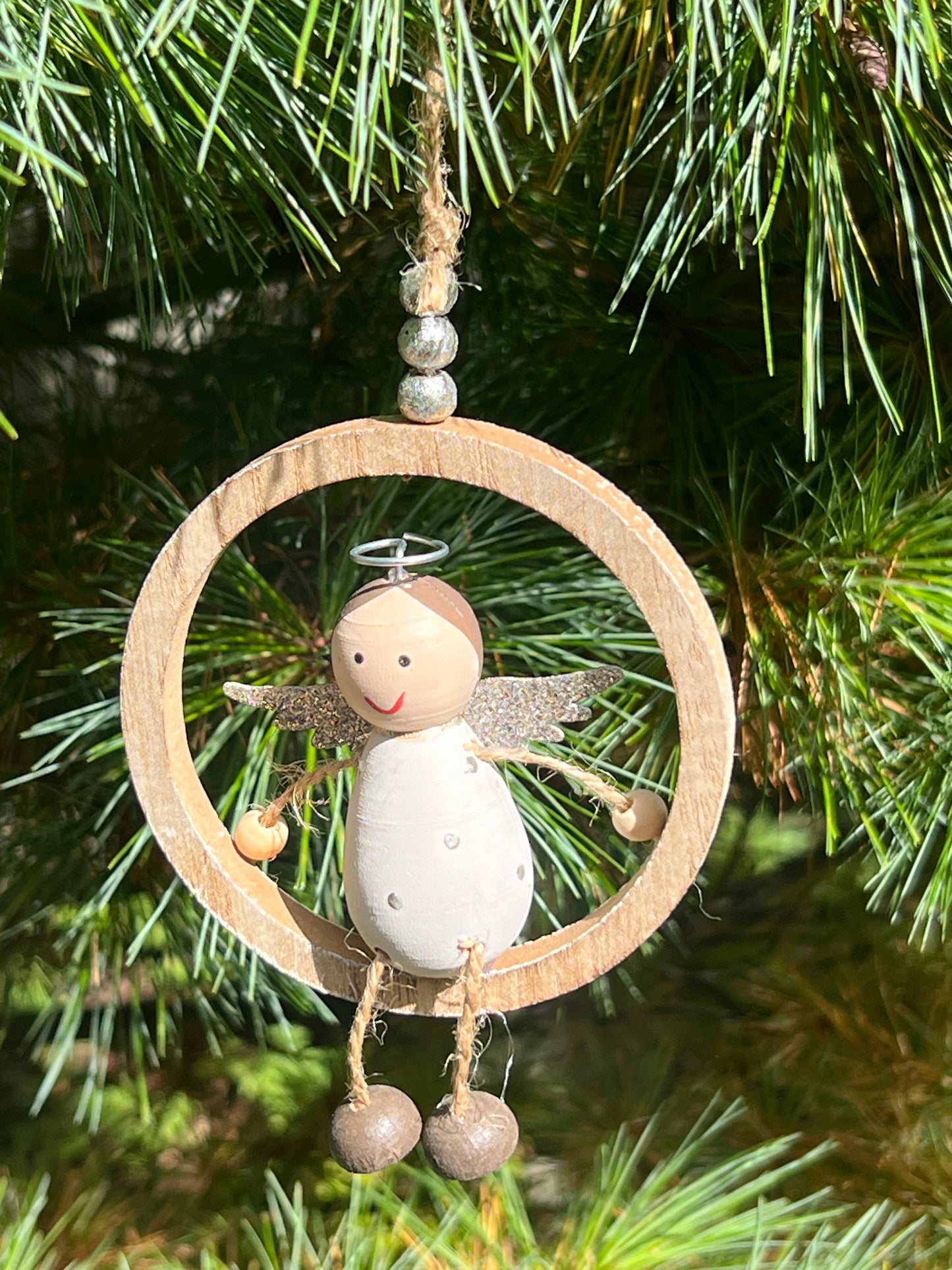 Wooden Christmas Ring Hangers - Angel