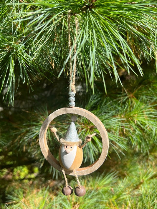 Wooden Christmas Ring Hangers - Santa