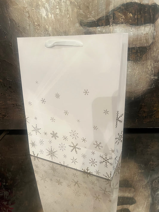 Gold & White Snowflake Gift Bag - Large
