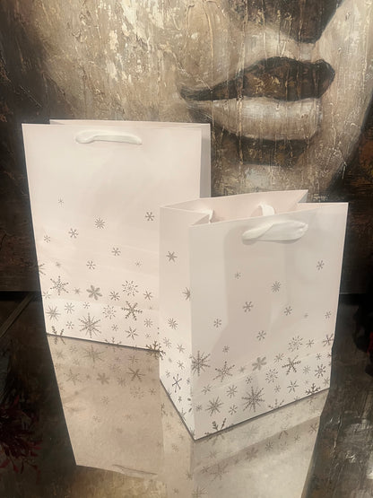 Gold & White Snowflake Gift Bag - Medium