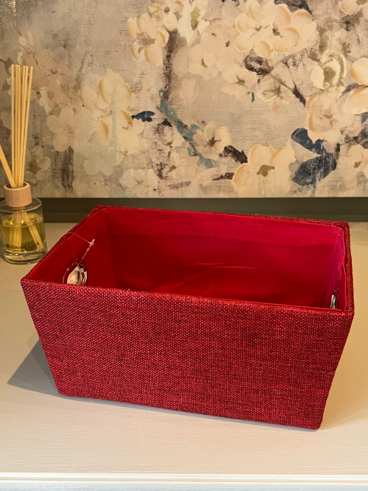 Red & Burgundy Fabric Basket