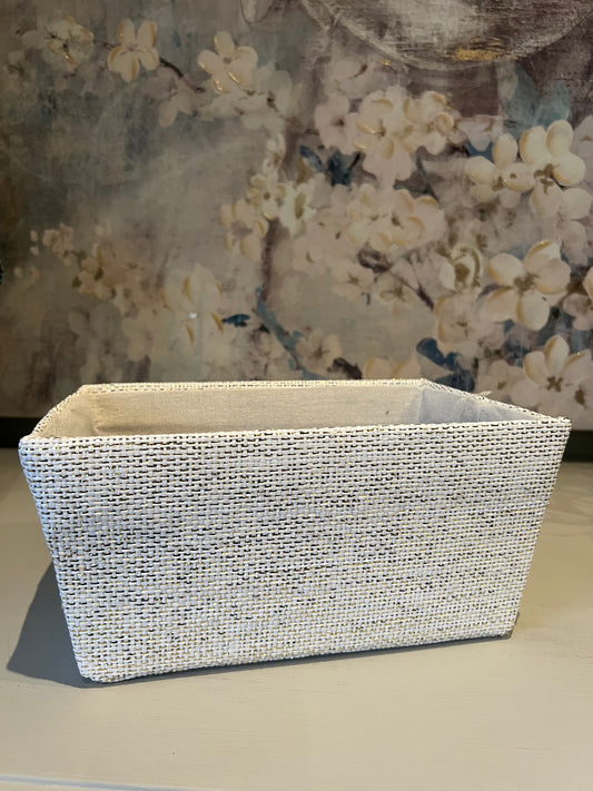 Silver & White Fabric Basket