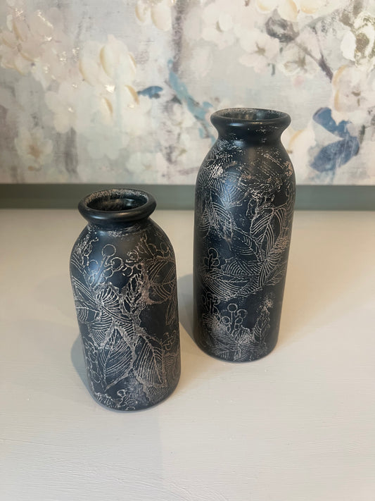 Black Ceramic Vase - Set of 2