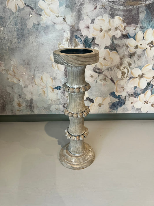Wooden Column Candle Holder Natural - Large