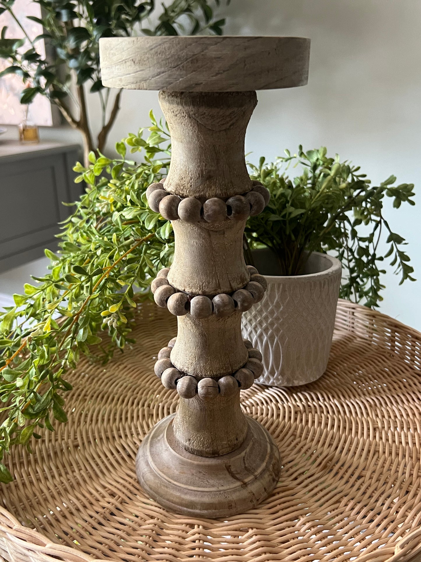 Wooden Column Candle Holder Natural - Medium