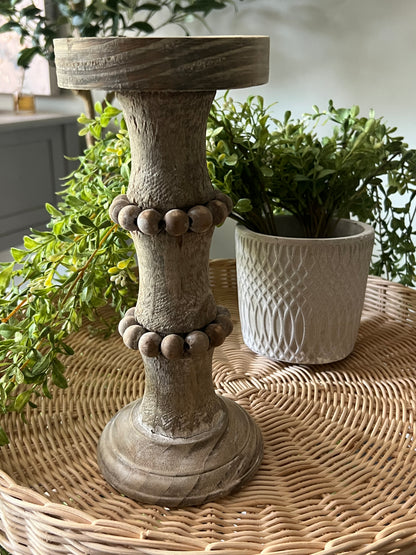 Wooden Column Candle Holder Natural - Small