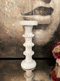 Wooden Column Candle Holder Washed White - Medium