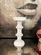 Wooden Column Candle Holder Washed White - Small