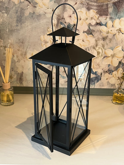 Black Iron & Glass Lantern