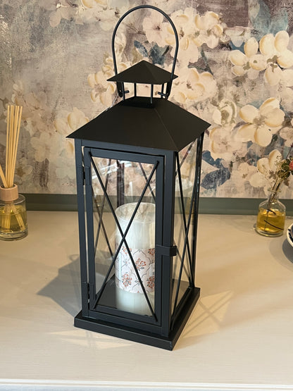 Black Iron & Glass Lantern