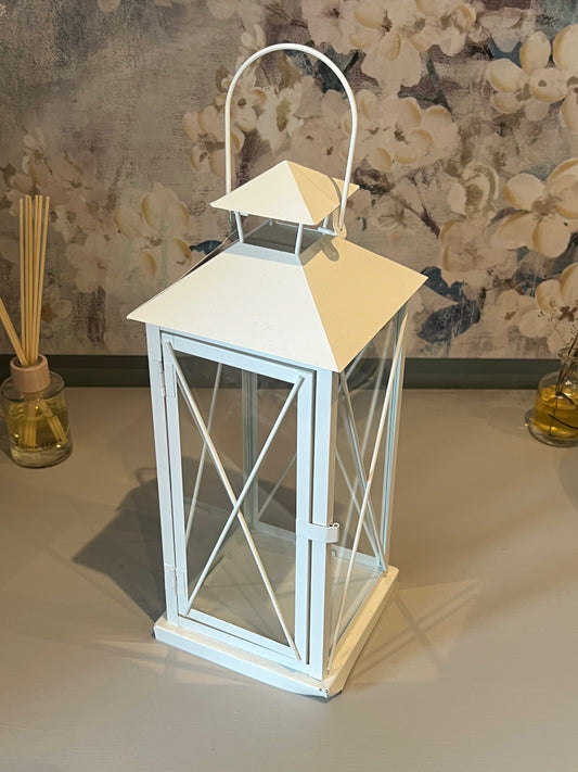 White Iron & Glass Lantern