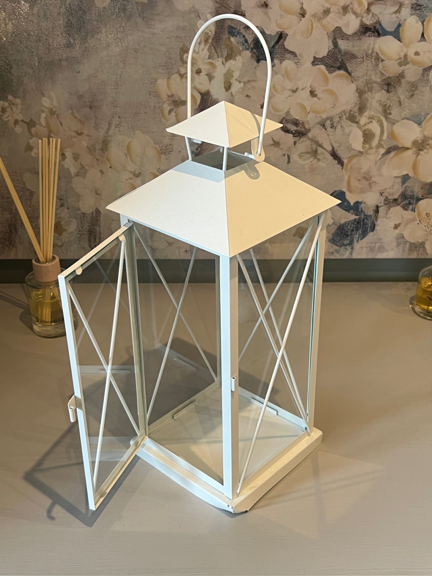 White Iron & Glass Lantern