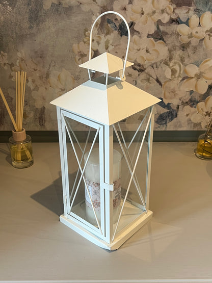 White Iron & Glass Lantern