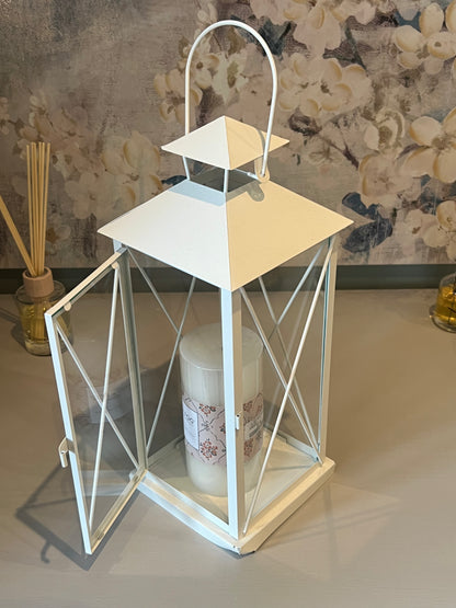 White Iron & Glass Lantern