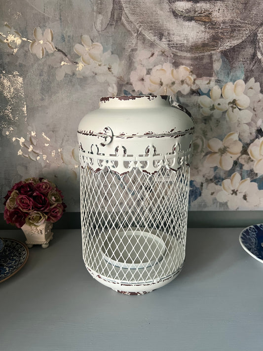 Antique White Metal Lantern