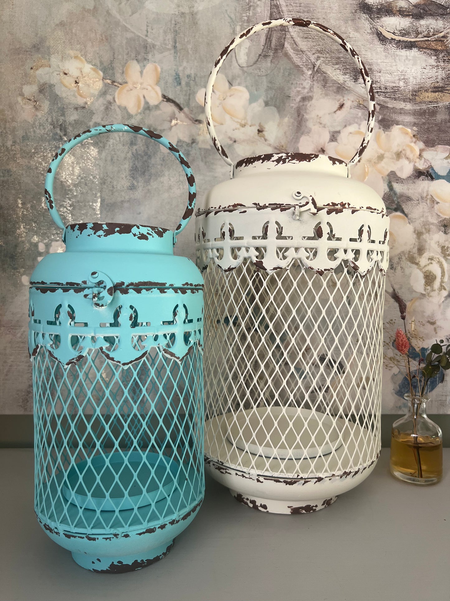 Antique White Metal Lantern