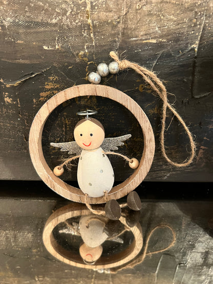 Wooden Christmas Ring Hangers - Angel