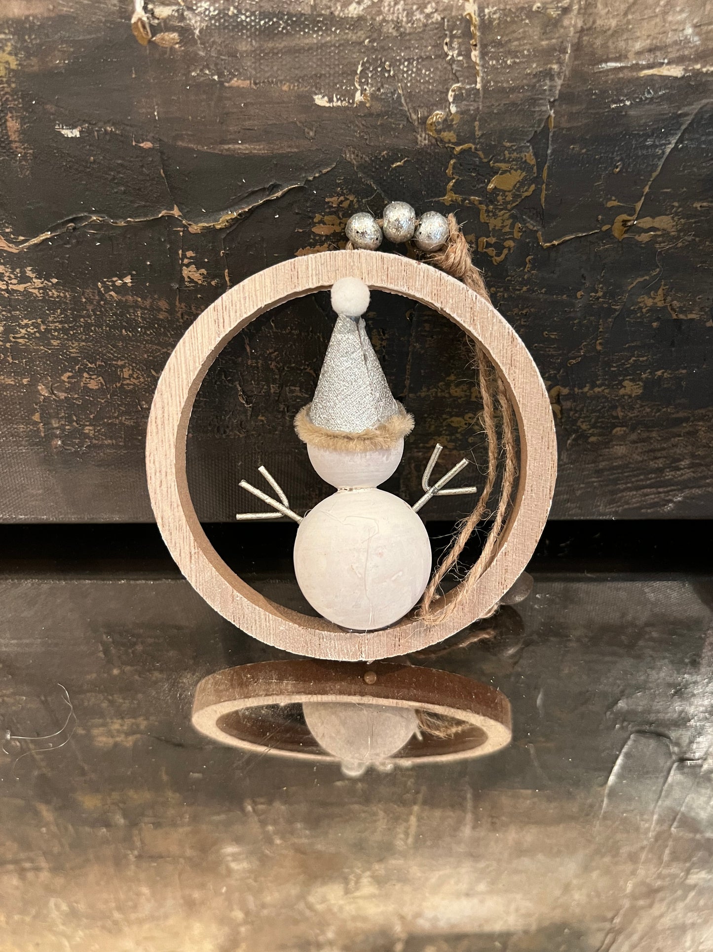 Wooden Christmas Ring Hangers - Snowman