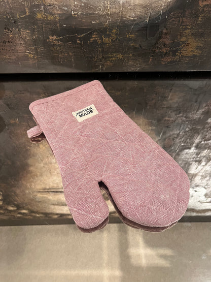 Stone Washed Oven Mitten - Pink