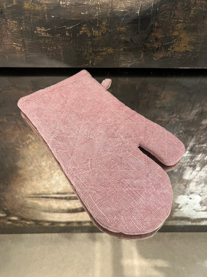 Stone Washed Oven Mitten - Pink